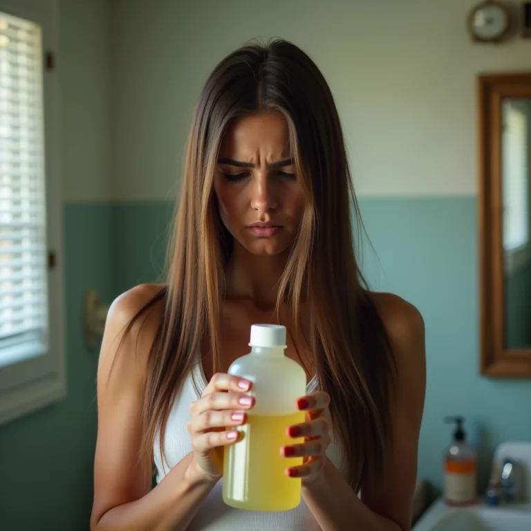 Mulher frustrada com óleo de coco endurecido