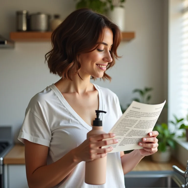 Mulher lendo rótulo de tonalizante