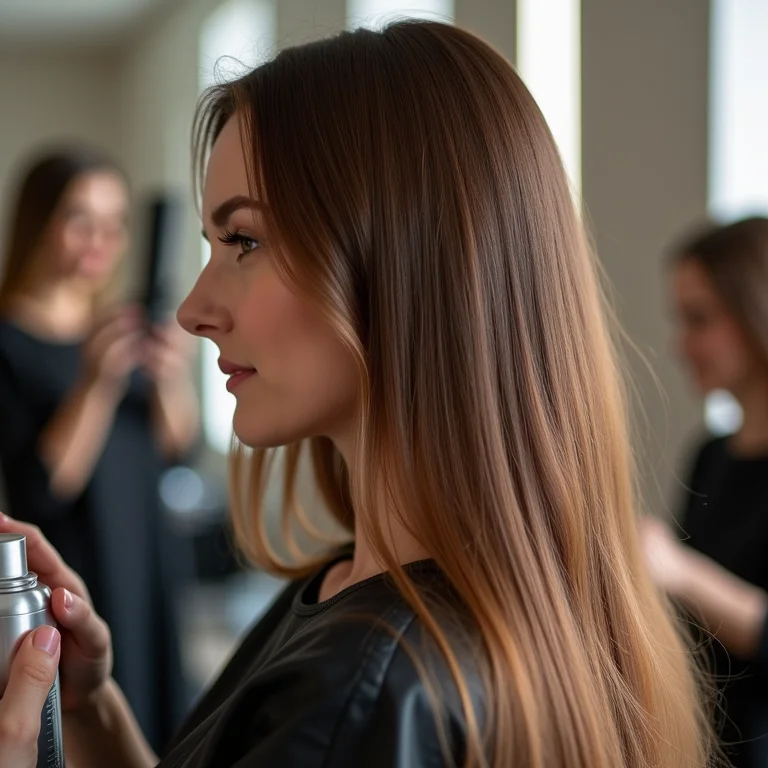 Mulher modelando ondas com mousse e babyliss