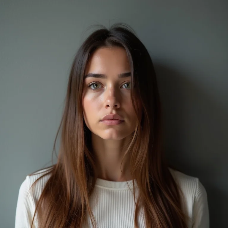 Mulher morena com cabelo liso e sem volume