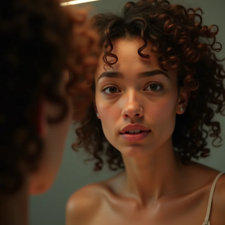 Mulher morena insatisfeita com cabelo não matizado