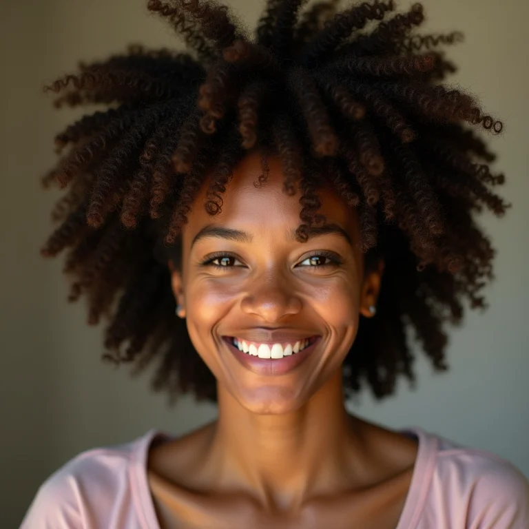 Mulher negra aplicando leave-in no cabelo crespo