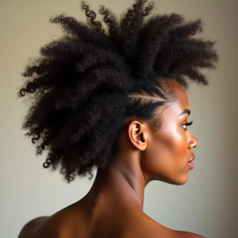 Mulher negra com cabelo crespo 4C após microneedling