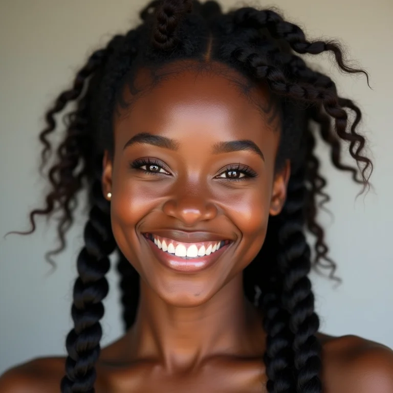 Mulher negra em transição capilar com tranças