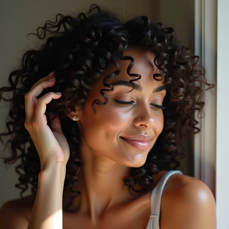 Mulher negra massageando o couro cabeludo com dermatite seborreica