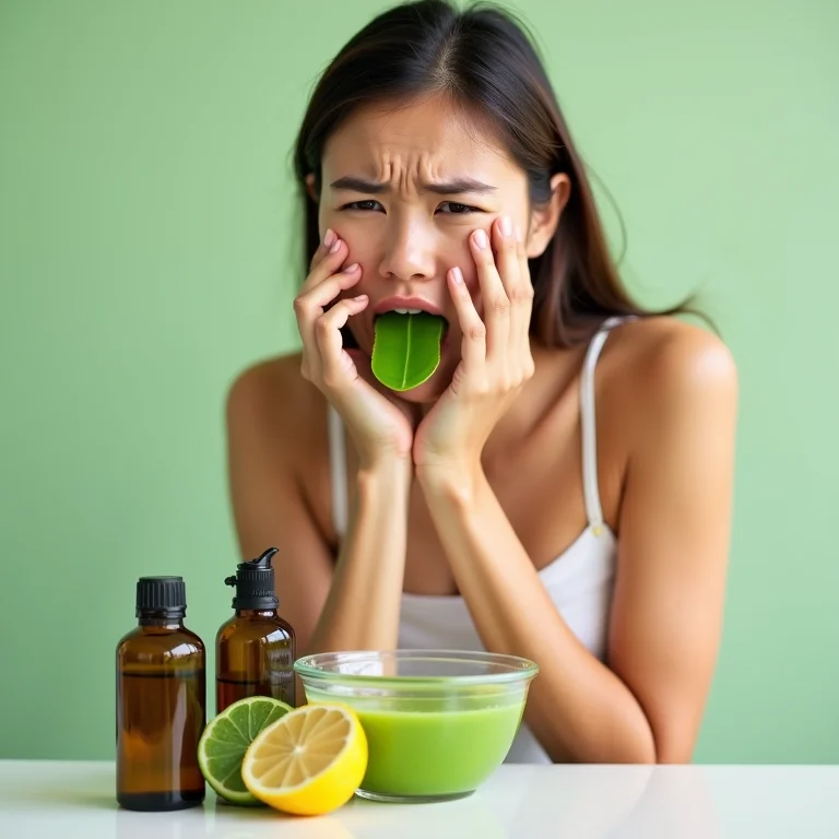 Mulher sentindo o cheiro da babosa