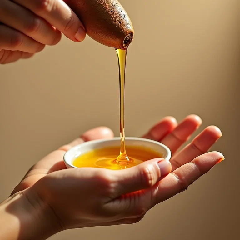 Óleo de argan sendo derramado na mão
