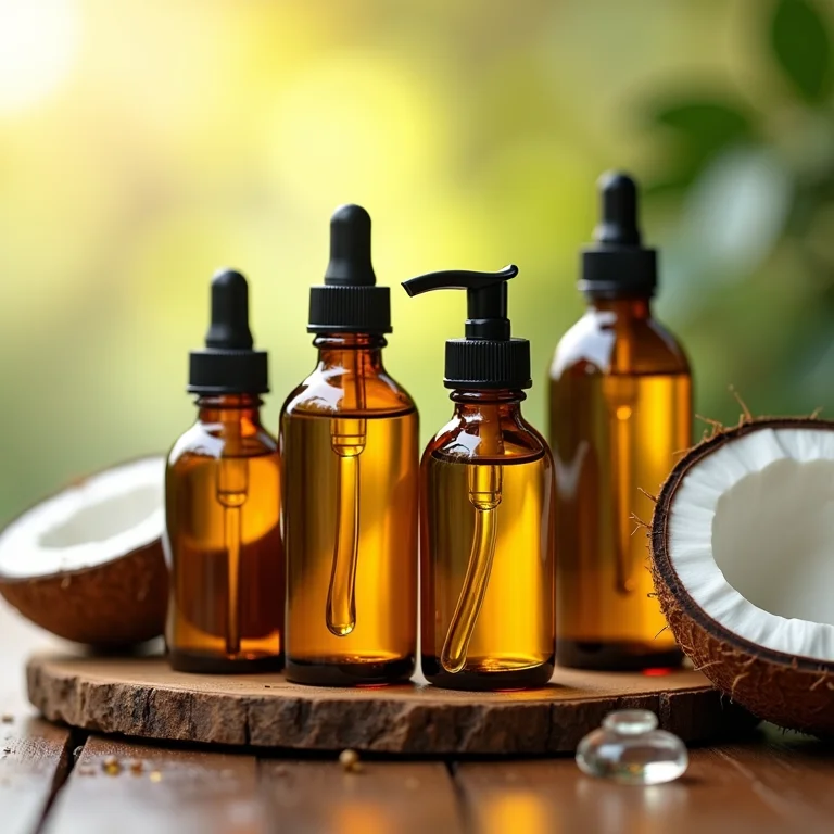Óleos capilares diferentes em frascos de vidro