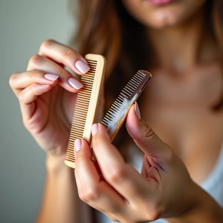 Pente sujo com resíduos de creme para pentear