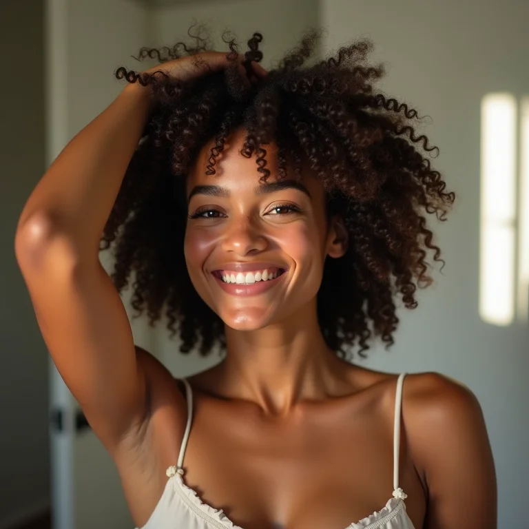 Plopping turbinado: aplicando gel para uma definição extra nos cachos.