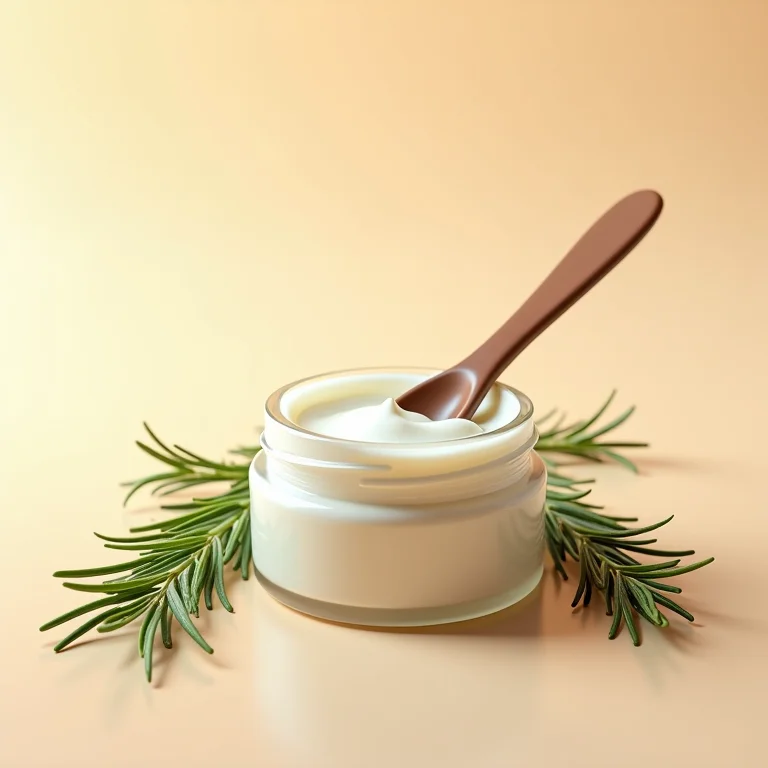 Pote aberto de máscara capilar com alecrim.