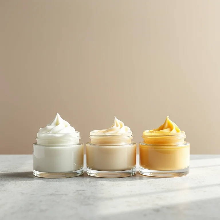 Potes de creme para cabelo com texturas diferentes