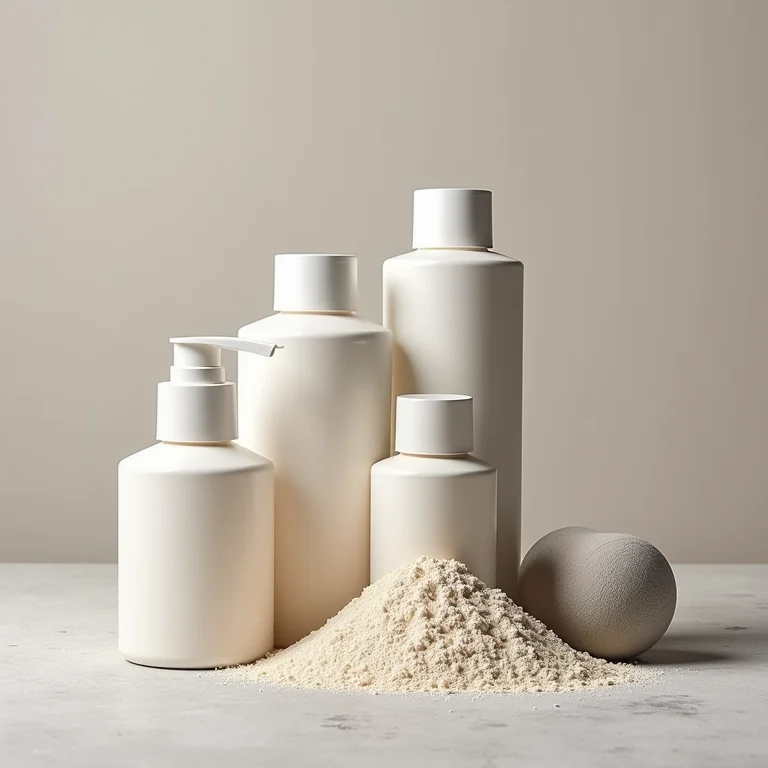 Potes de pó texturizador para cabelo em fundo neutro