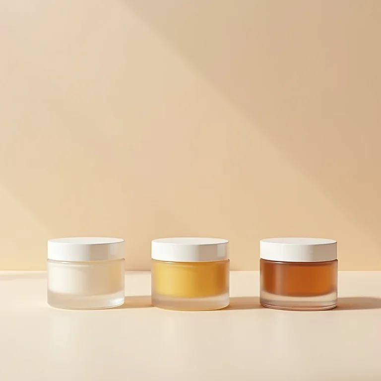Potes de produtos capilares com texturas variadas