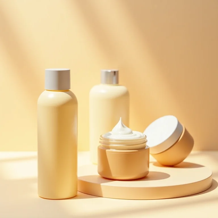 Potes de produtos capilares para ruivo dourado