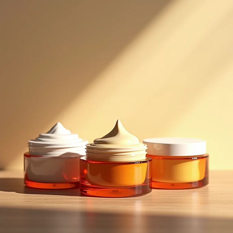 Potes de produtos de cabelo em madeira clara