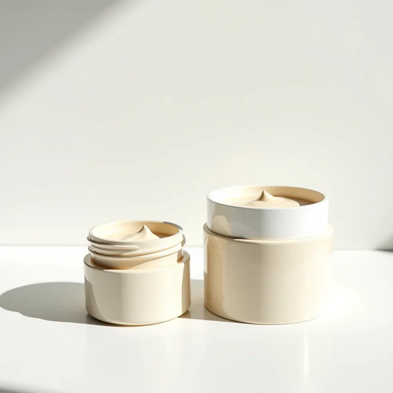 Potes de produtos para cabelo em fundo branco