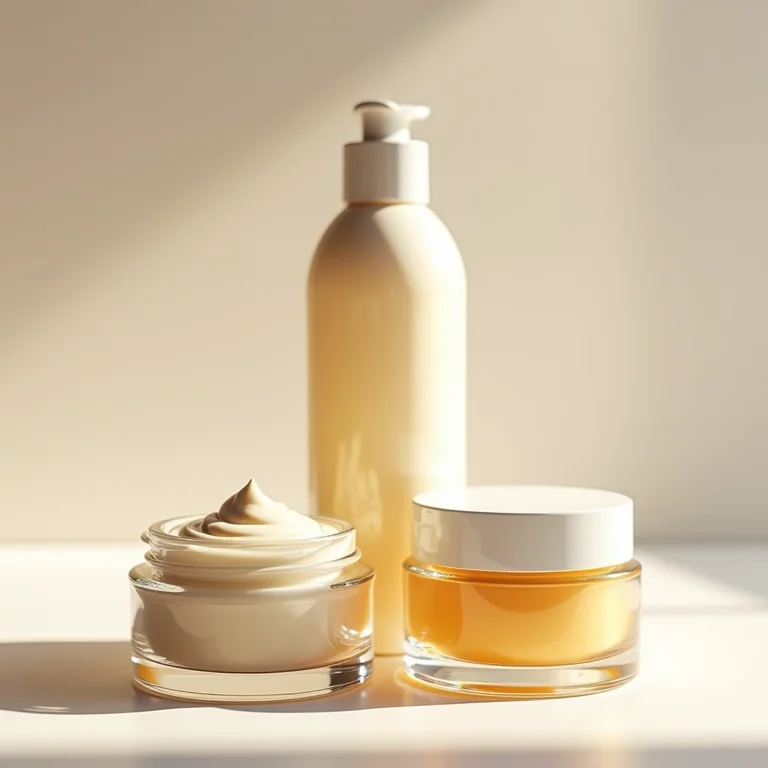 Potes de produtos para transplante capilar feminino.