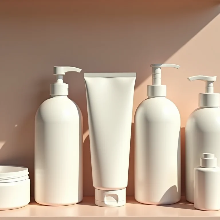 Produtos de cabelo alinhados em uma prateleira