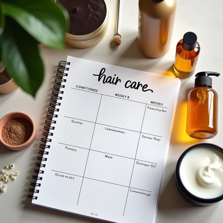 Produtos de cabelo e planner semanal para cronograma capilar