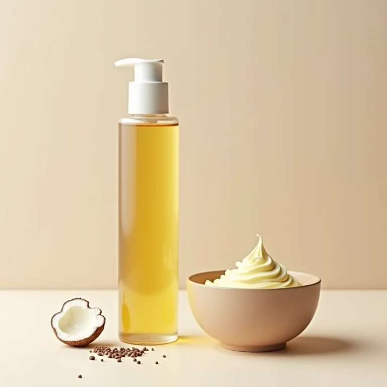 Produtos de cabelo para cabelos secos, incluindo máscara capilar, óleo de argan e manteiga de karité.