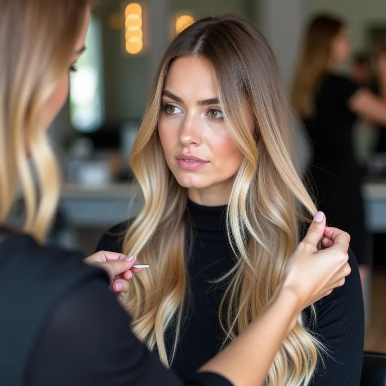 Profissional apontando erro em balayage