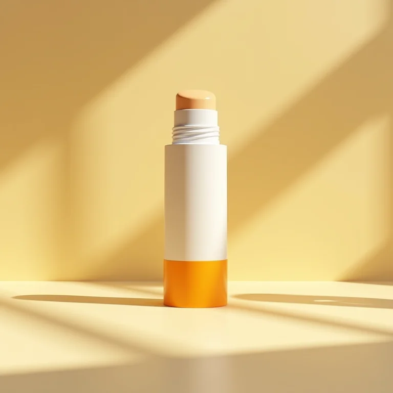 Protetor solar em bastão em embalagem.