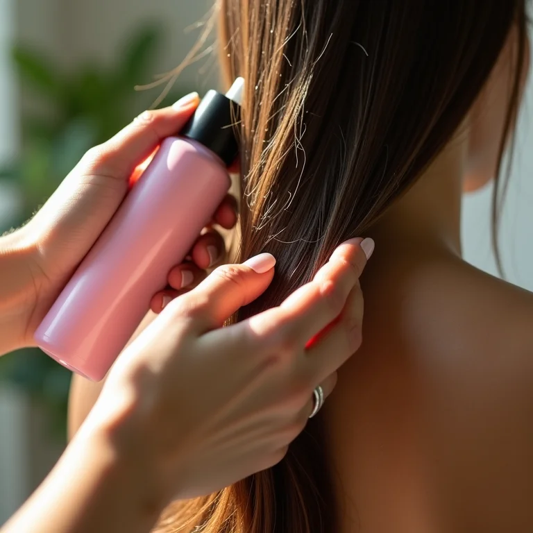 Reaplicando protetor térmico no cabelo seco