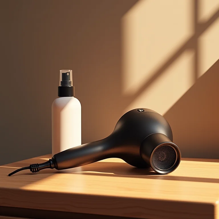 Spray de proteção térmica e secador de cabelo