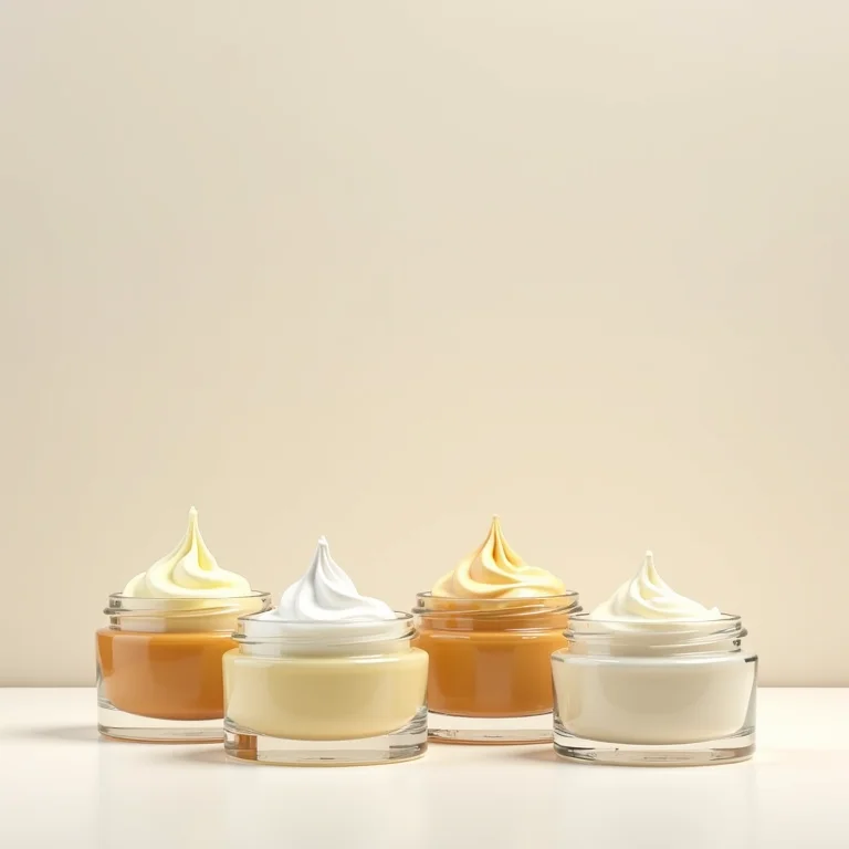 Still life minimalista de potes de máscaras capilares.