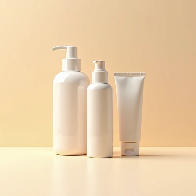 Still life minimalista de produtos termoativados para cabelo.