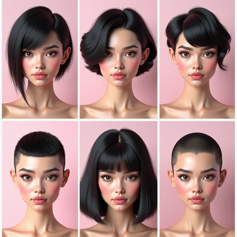 Tabela de cortes com navalha e formatos de rosto