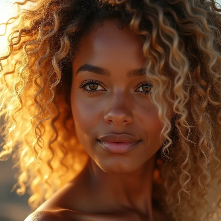 Textura de cabelo crespo com mechas californianas