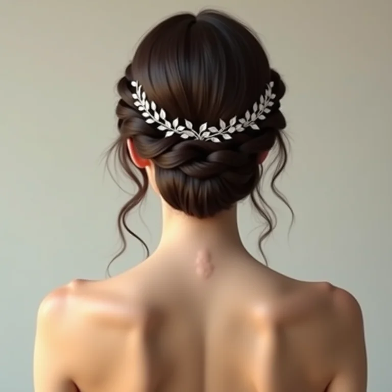 Tiara de trança em cabelo castanho