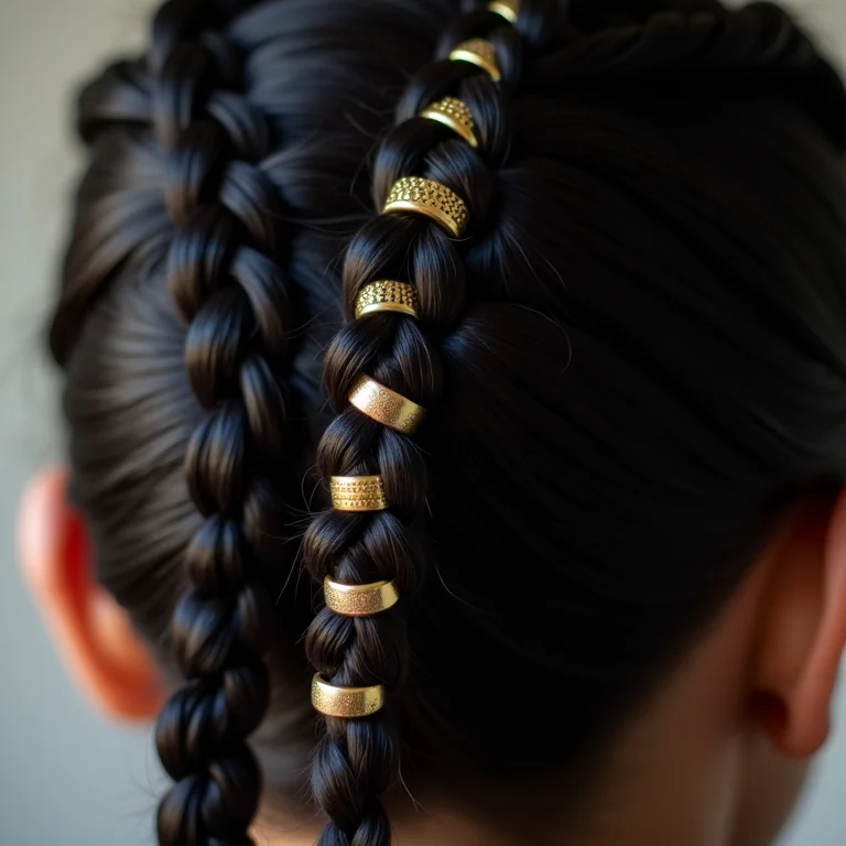 Trança boxeadora com anéis dourados