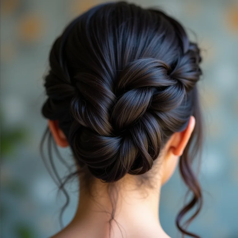 Trança embutida invertida em cabelo escuro