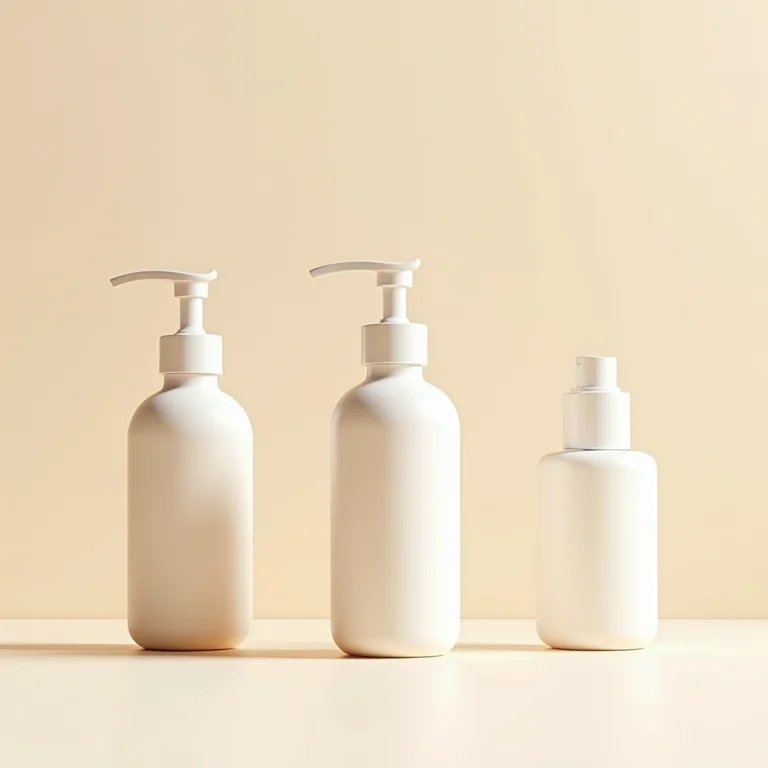 Três frascos de protetor solar facial em fundo neutro.