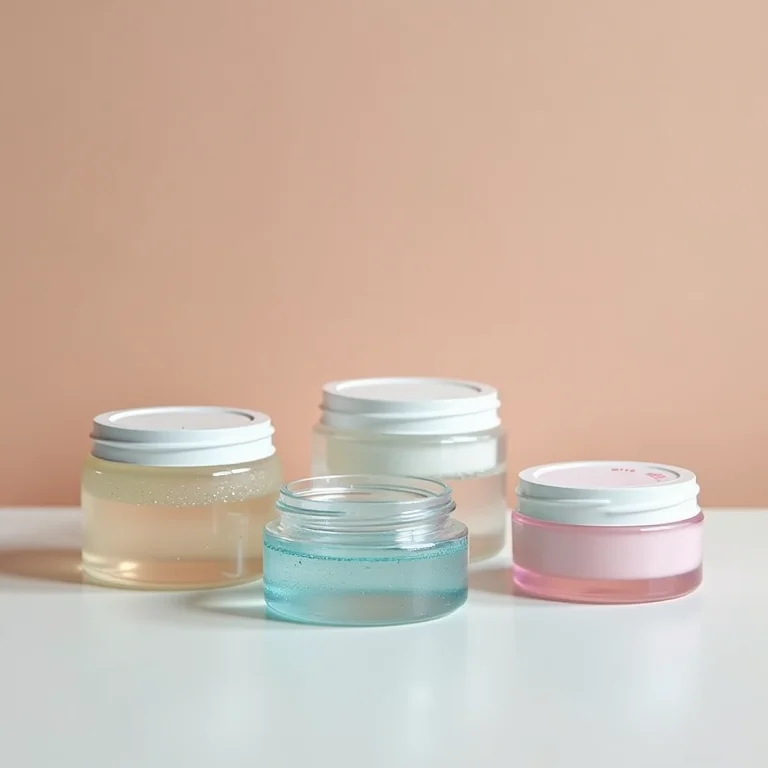 Vários potes de gelatina capilar de diferentes texturas.