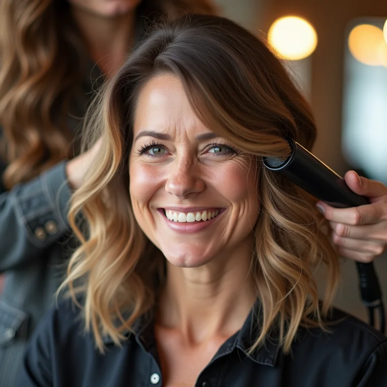 Visagista modelando penteado para formatura