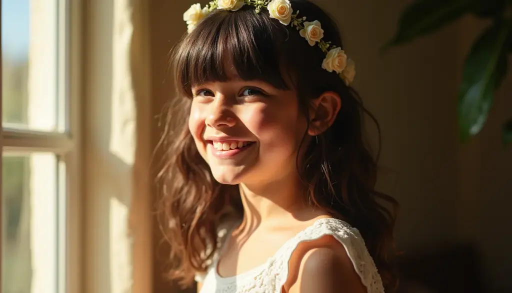 87 Penteados Infantis com Franja para Casamento que Duram a Festa